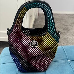 Kurt Geiger Black and Multicolor Rhinestone Hobo Mini Bag